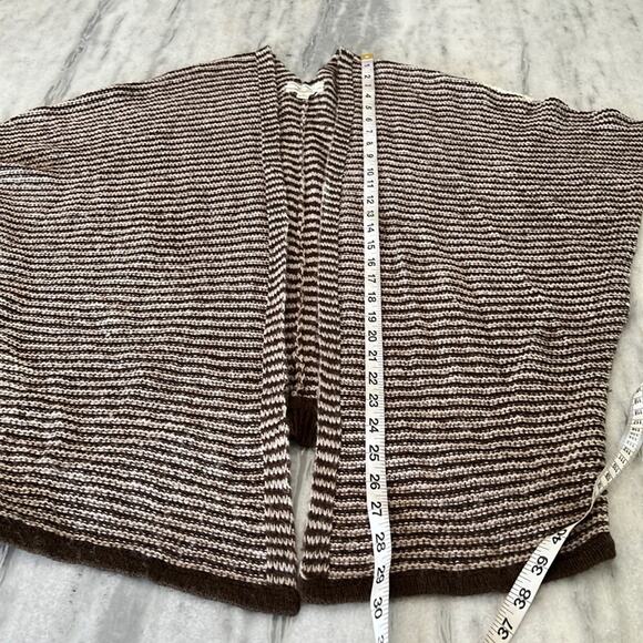 Pink Rose Brown and Cream Striped Open Front Cardigan Sweater Woman's Size Small - Picture 7 of 10